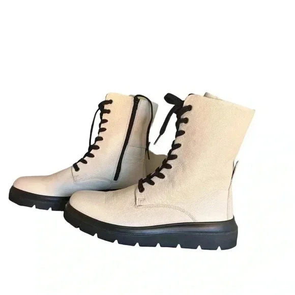 ECCO WOMEN'S NOUVELLE LACE BOOT LimeStone Side Zip Leather EU 41 US 10/10.5 - Picture 9 of 16